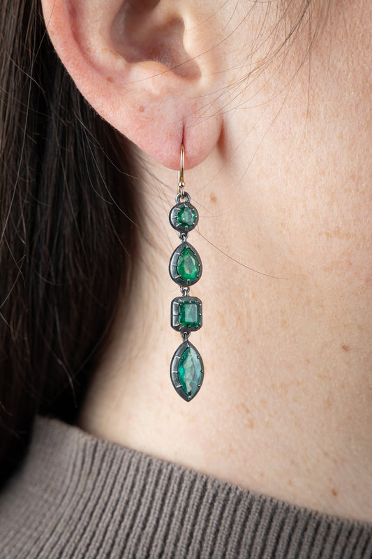 Emerald Cluster Earrings