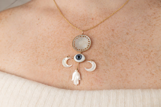 Shell Moon Balance Bar Pendant