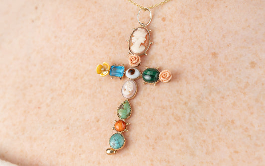 Mixed Charm Cross Pendant