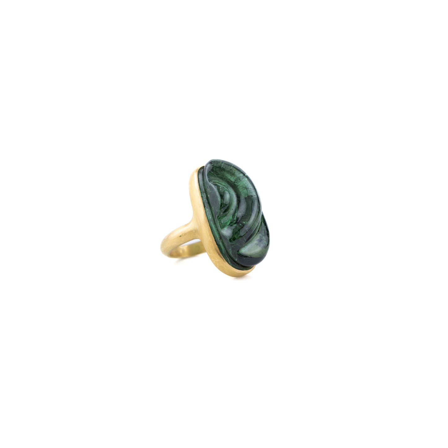Tourmaline wave carved ring in 22 Kt gold