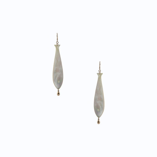 Carved Mother of Pearl Fish Earrings