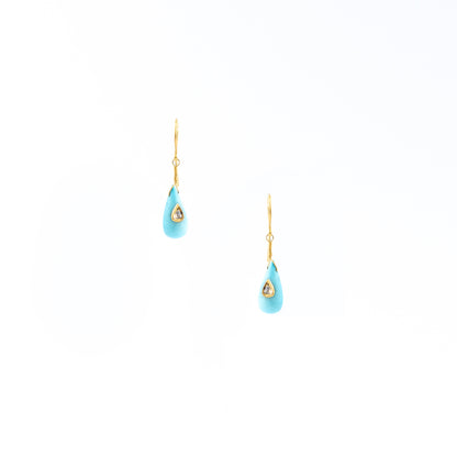 Adabelle Earrings – Turquoise & Diamond Teardrop