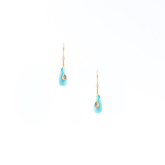 Adabelle Earrings – Turquoise & Diamond Teardrop