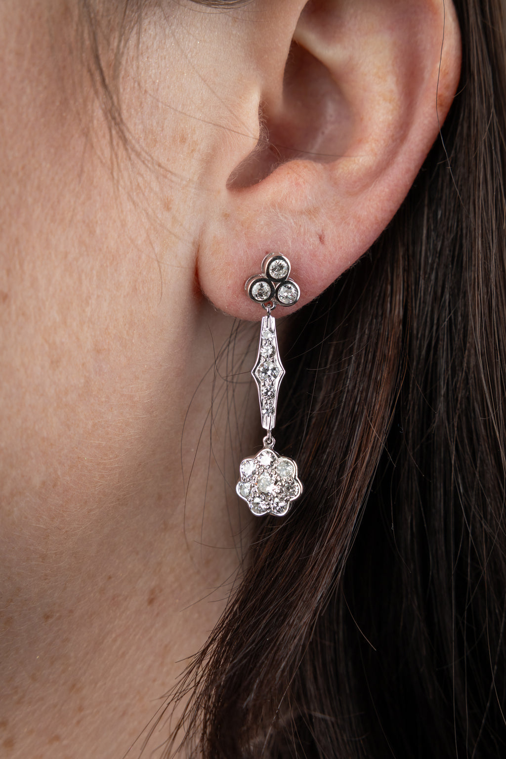 Diamond Flower Earrings