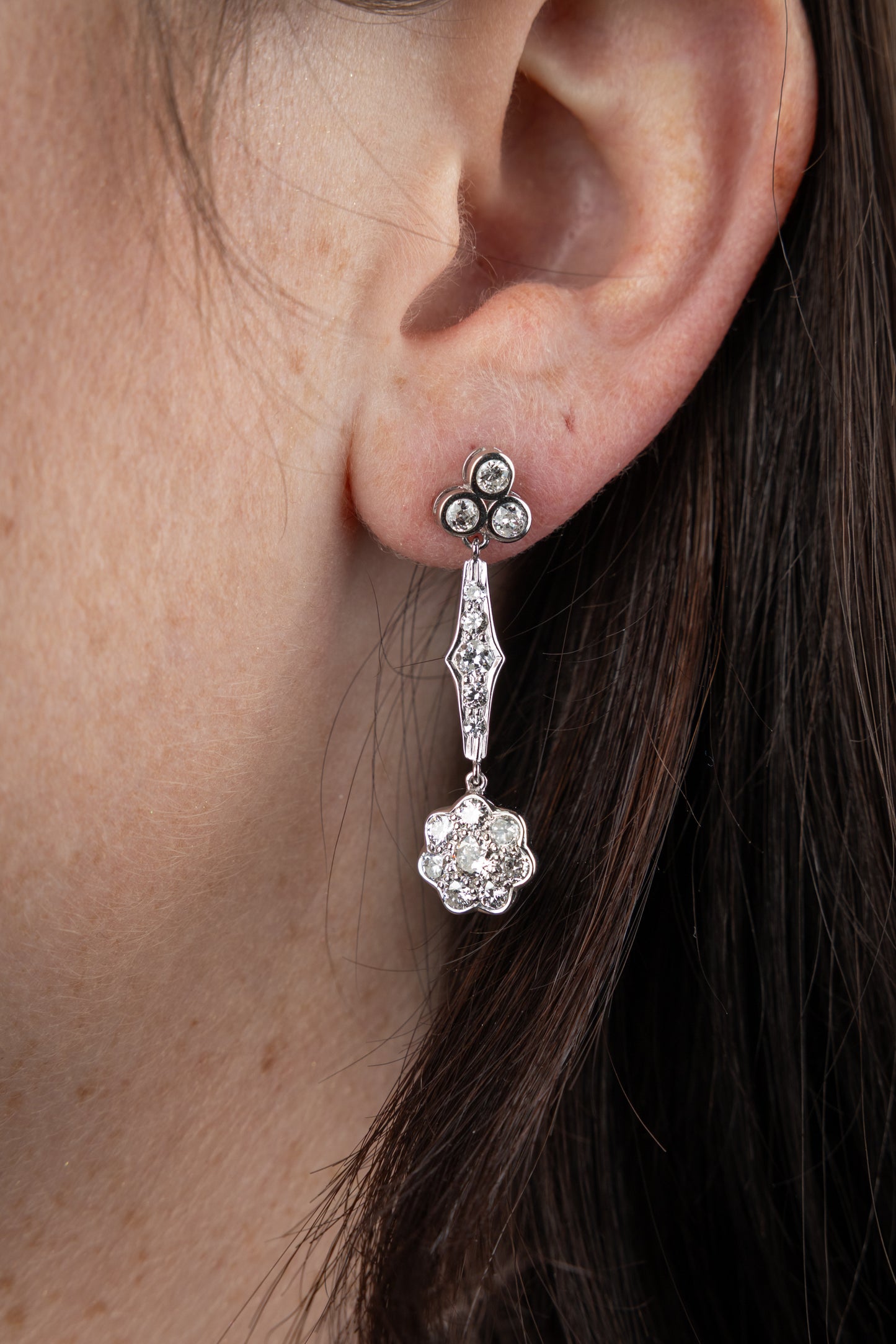 Diamond Flower Earrings