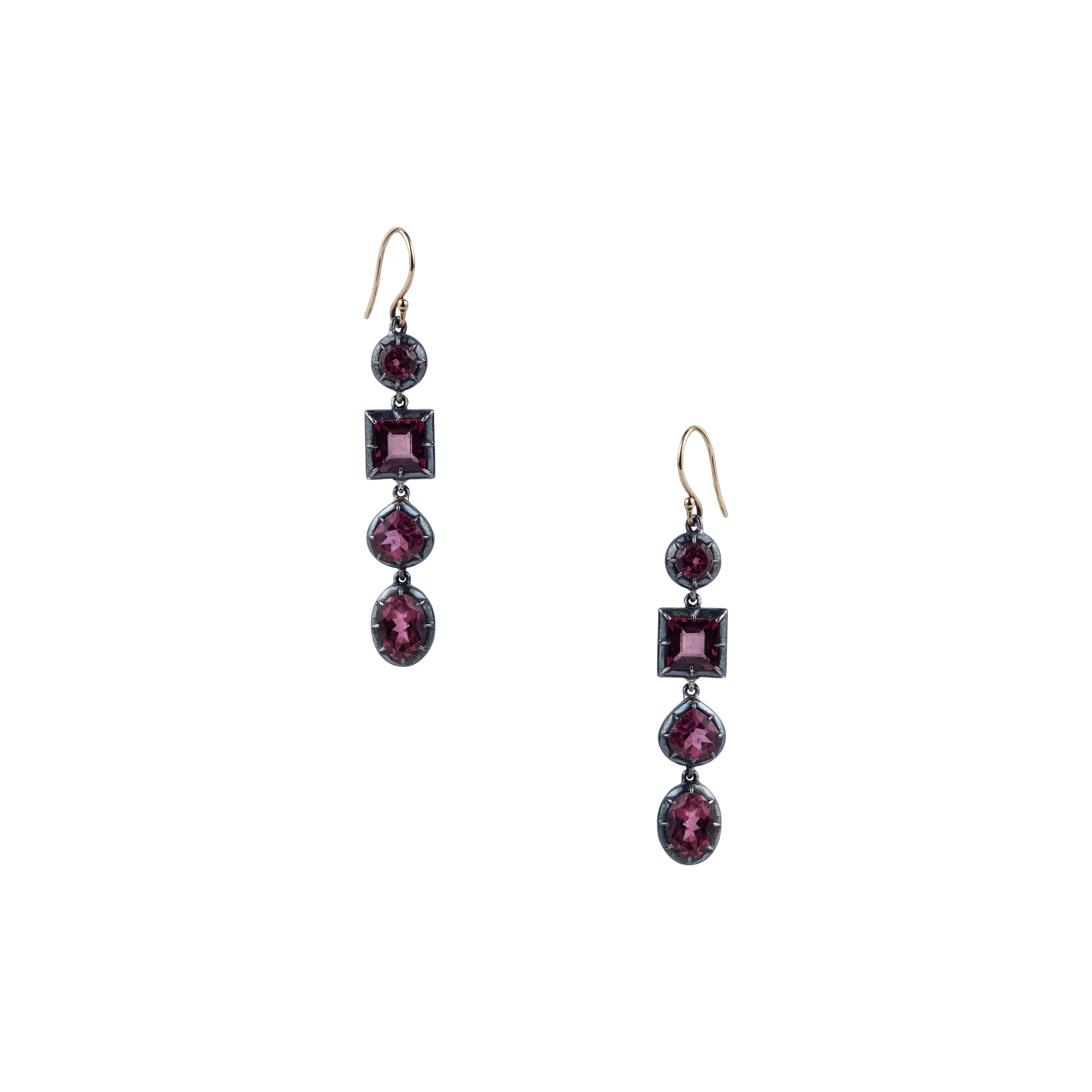Pink Tourmaline Cluster Earrings