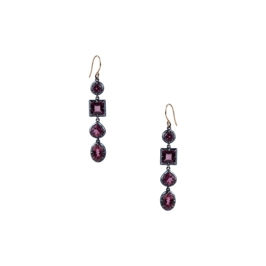 Pink Tourmaline Cluster Earrings