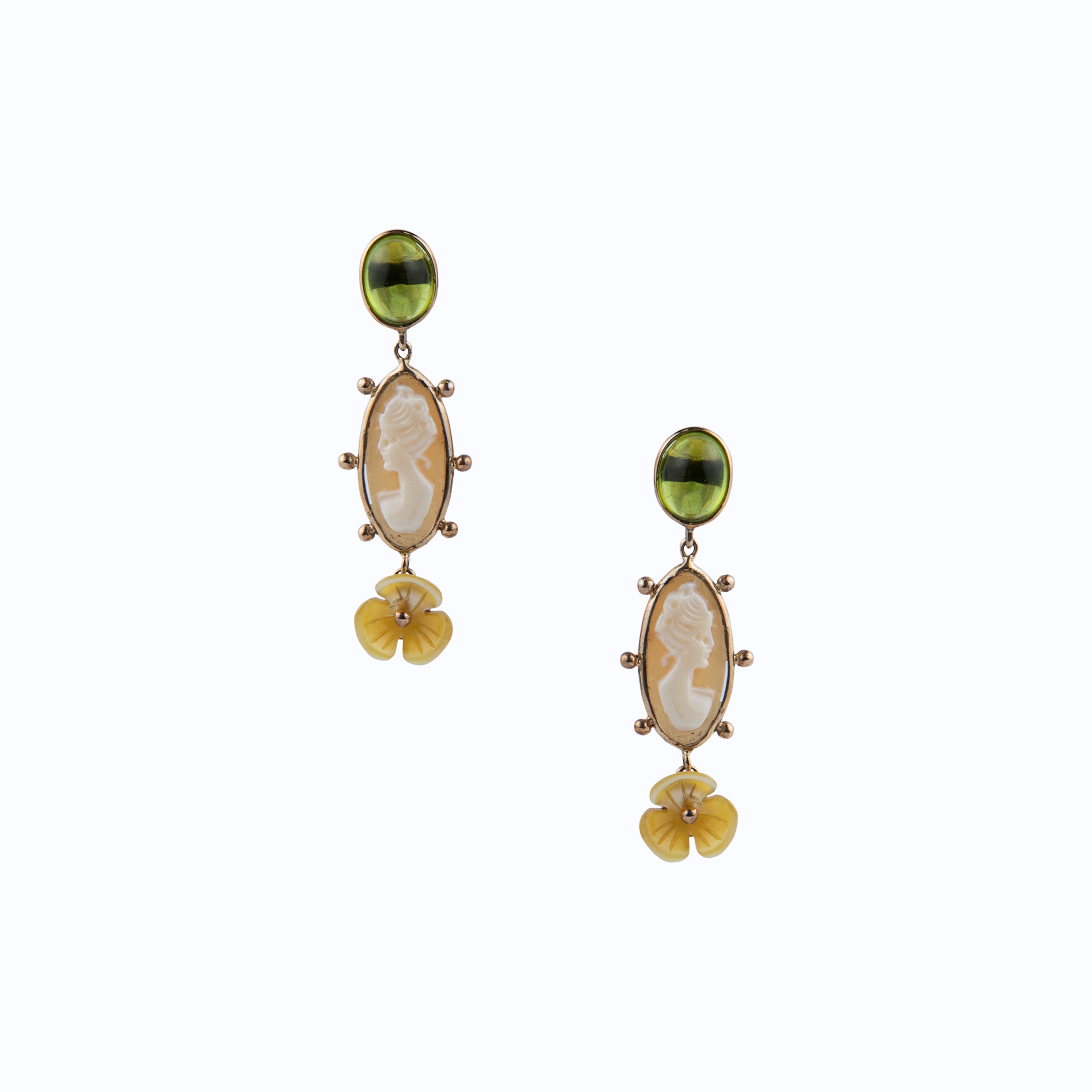 Peridot Cameo Earrings