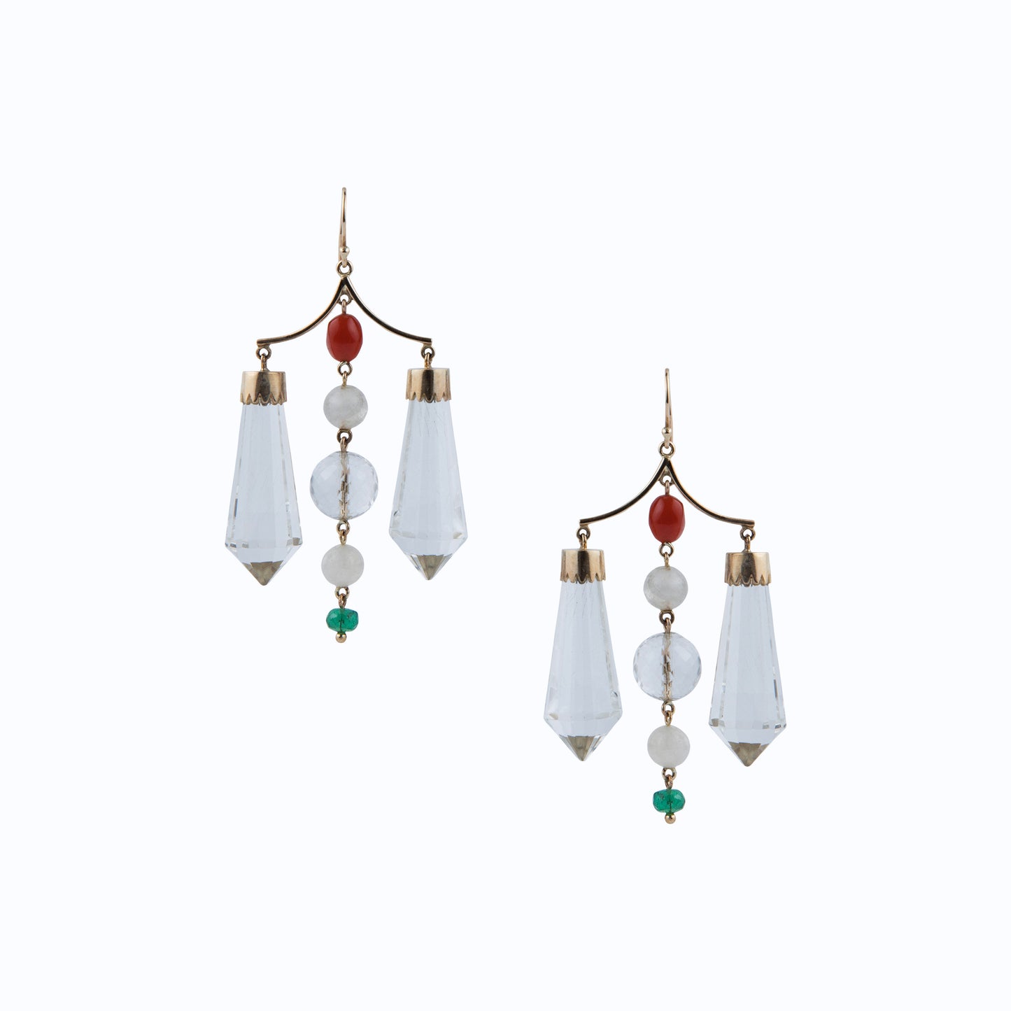 Rock Crystal Heronbone Earring