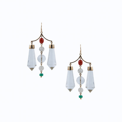 Rock Crystal Heronbone Earring