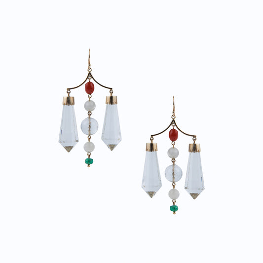 Rock Crystal Heronbone Earring