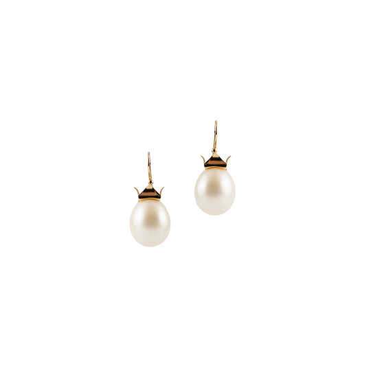 Meta Leaf Pearl Earrings