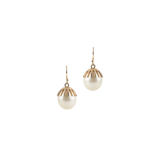 Meta Crown Pearl Earrings