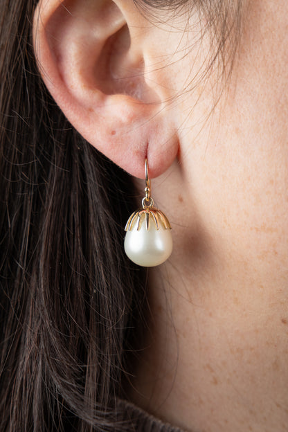 Meta Crown Pearl Earrings
