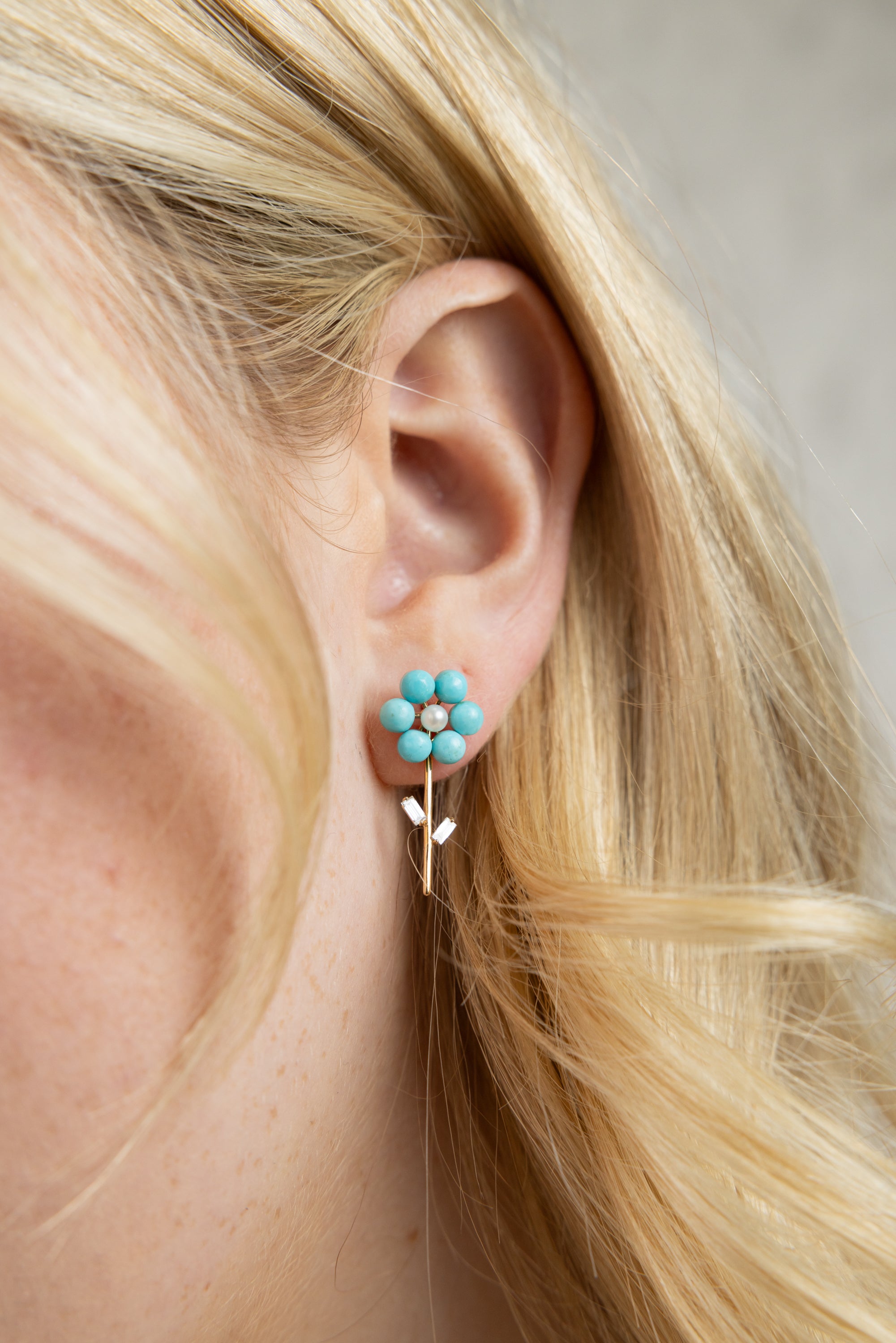 Turquoise Flora Stud