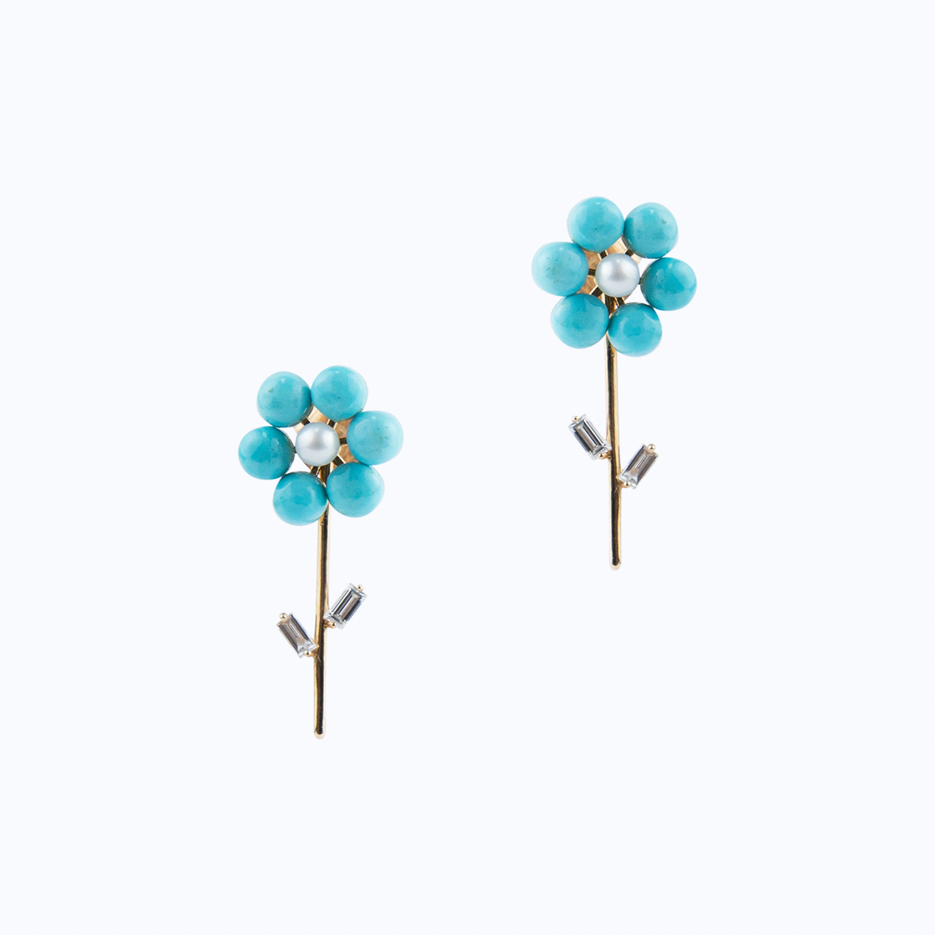 Turquoise Flora Stud