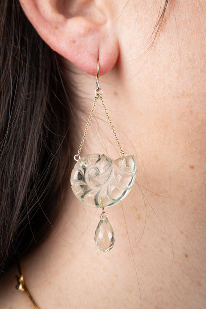 Carved Stone Shell Earrings