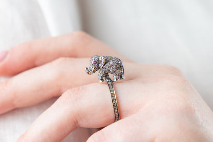 Ruby & Diamond Elephant Ring