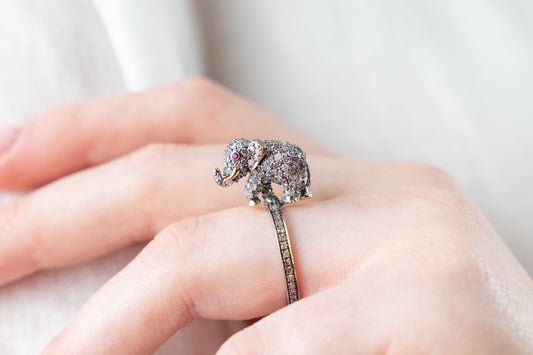 Ruby & Diamond Elephant Ring
