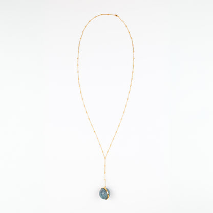 Lariat Pendant Necklace with Spinning Stone