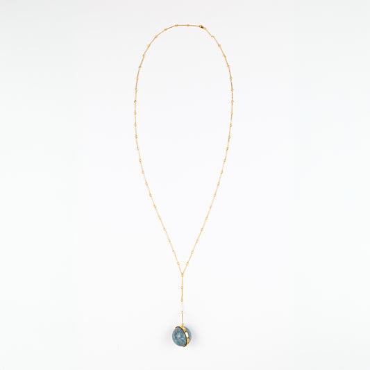 Lariat Pendant Necklace with Spinning Stone
