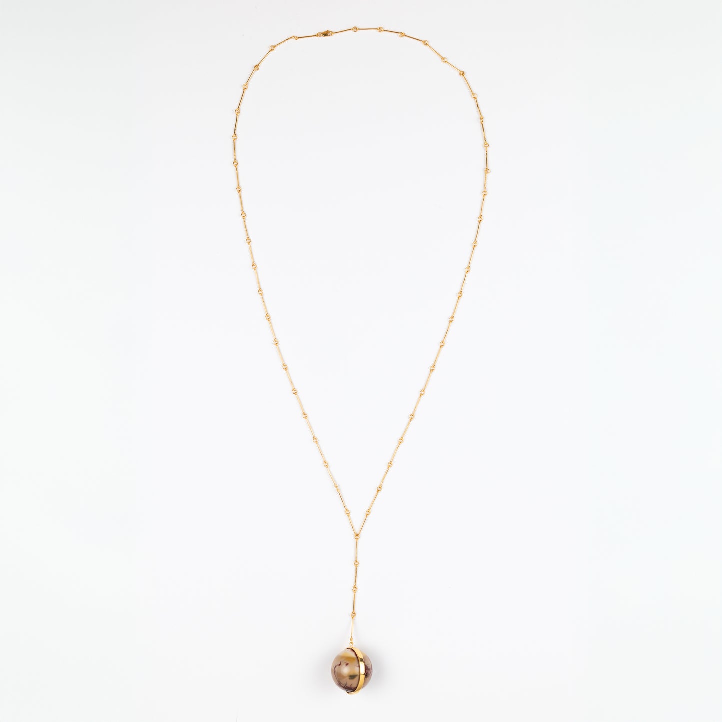 Lariat Pendant Necklace with Spinning Stone