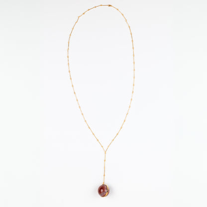 Lariat Pendant Necklace with Spinning Stone