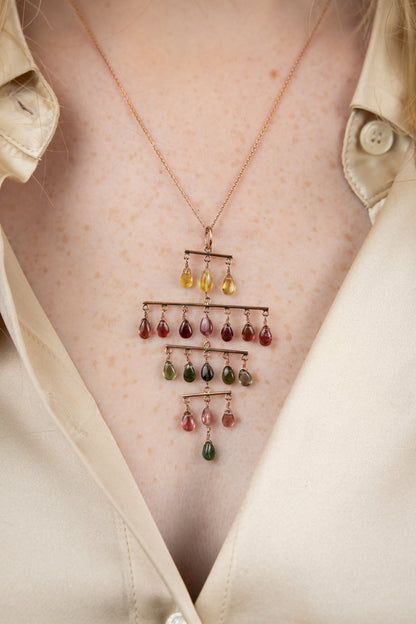 Alexandra Rose Gold Bar with Gems Necklace