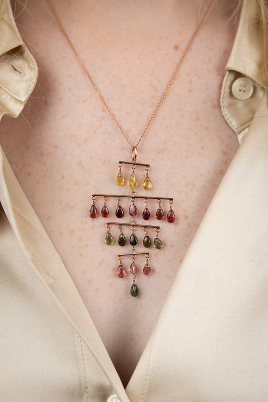 Alexandra Rose Gold Bar with Gems Necklace