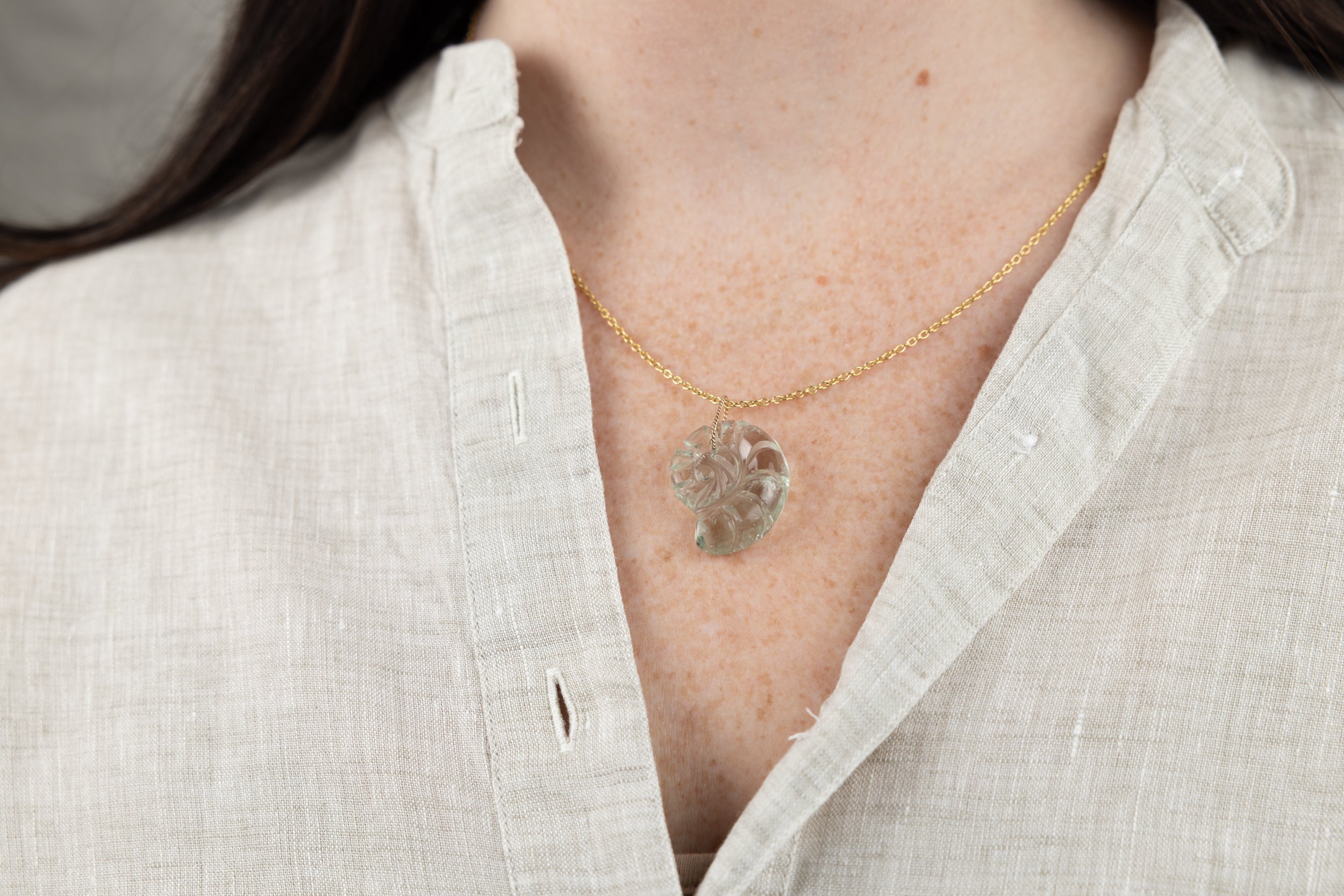 Carved Stone Shell Pendant