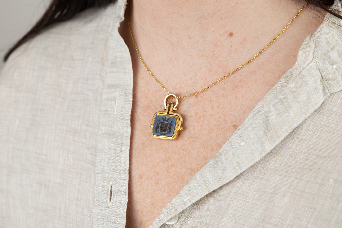 Blue Sadonyx Signet Pendant