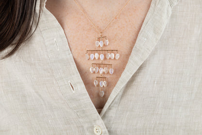 Gold Bar with Clear Gem Pendant