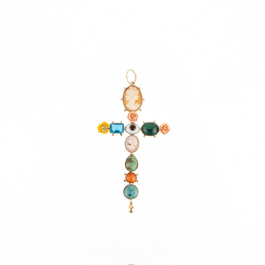 Mixed Charm Cross Pendant