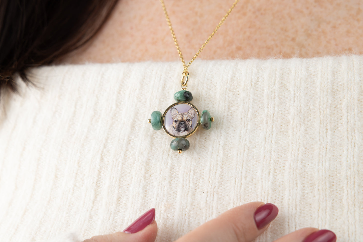 Hand-Painted Frenchie Pendant