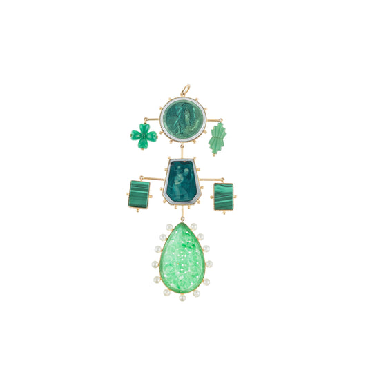 Green Jade & Malachite Balance Bar Pendant