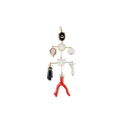 Coral, Black Onyx & Mother of Pearl Balance Bar Pendant